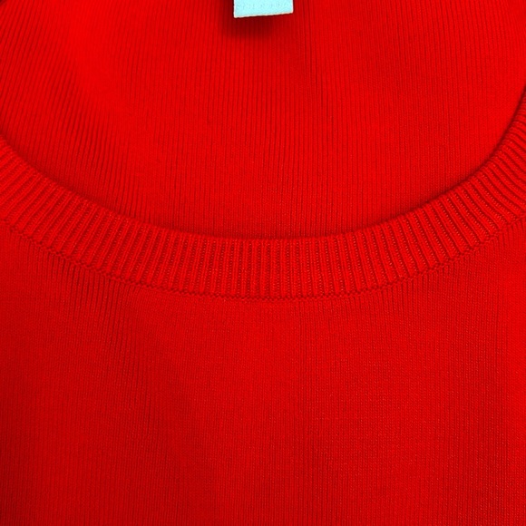 Jonathan Simkhai Red Long Sleeve Rib Knit Crew Neck Top Wide Flare Cuffs Sz M - Picture 7 of 8